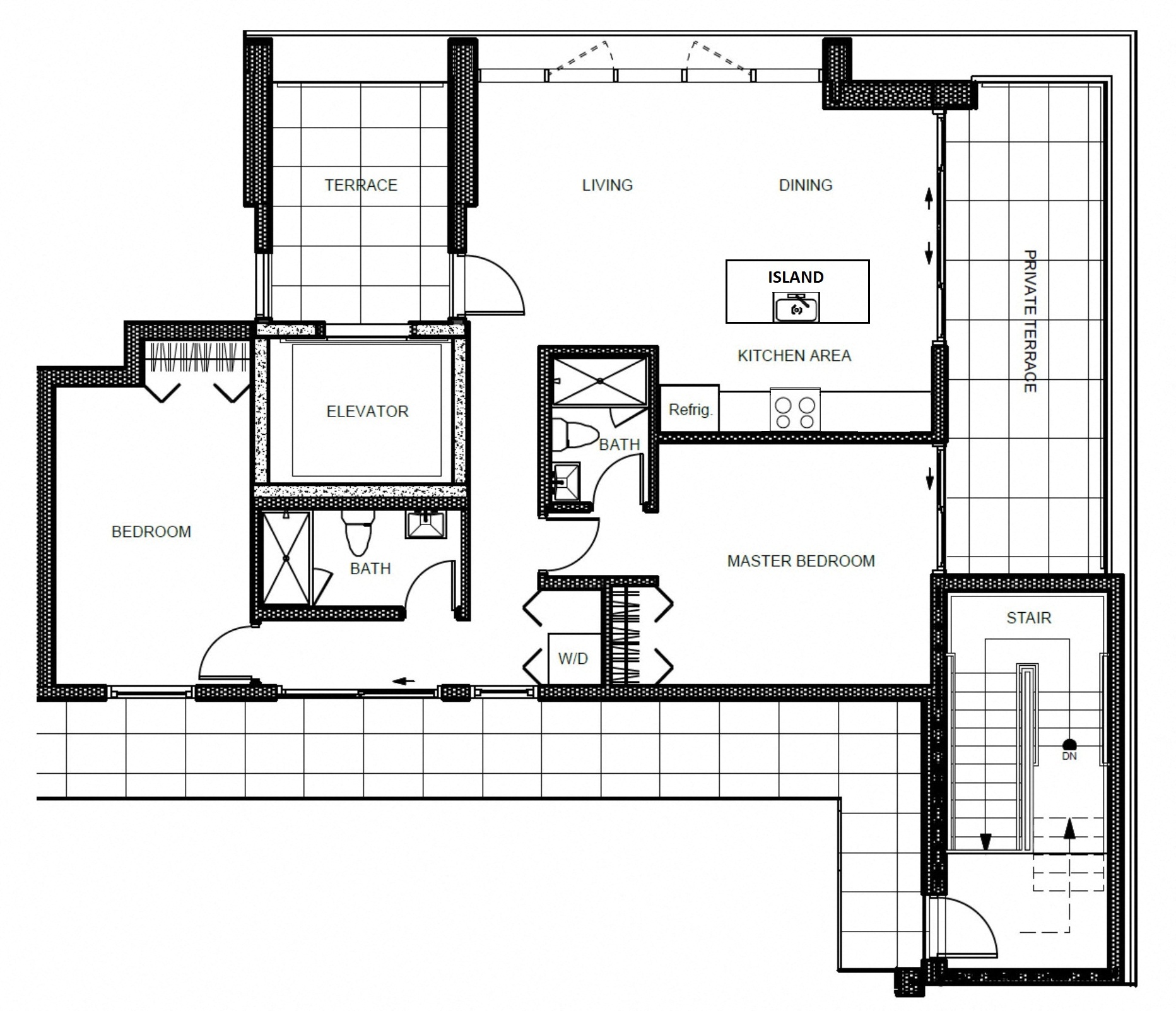 Floor plan for 2 beds, 2 baths, 1200 sqft